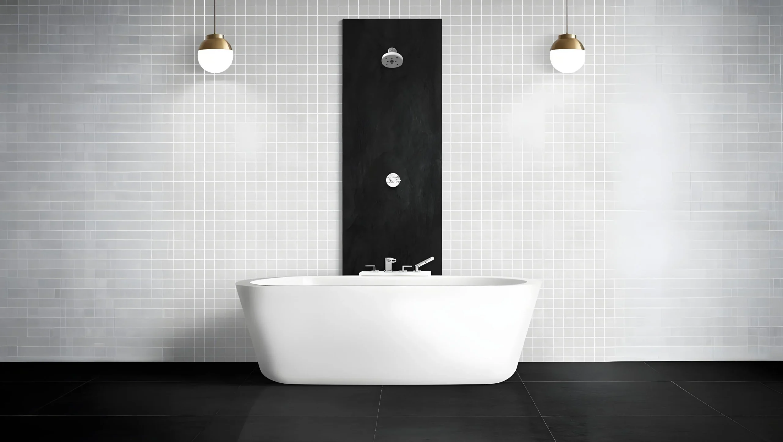 Black and white bathroom tiles showcasing classic design and bold contrast