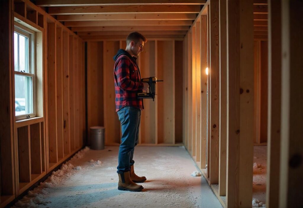 DIY budget drop ceiling with lightweight panels in a basement
