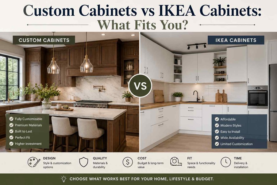 Custom Cabinets vs IKEA Cabinets: What Fits You?