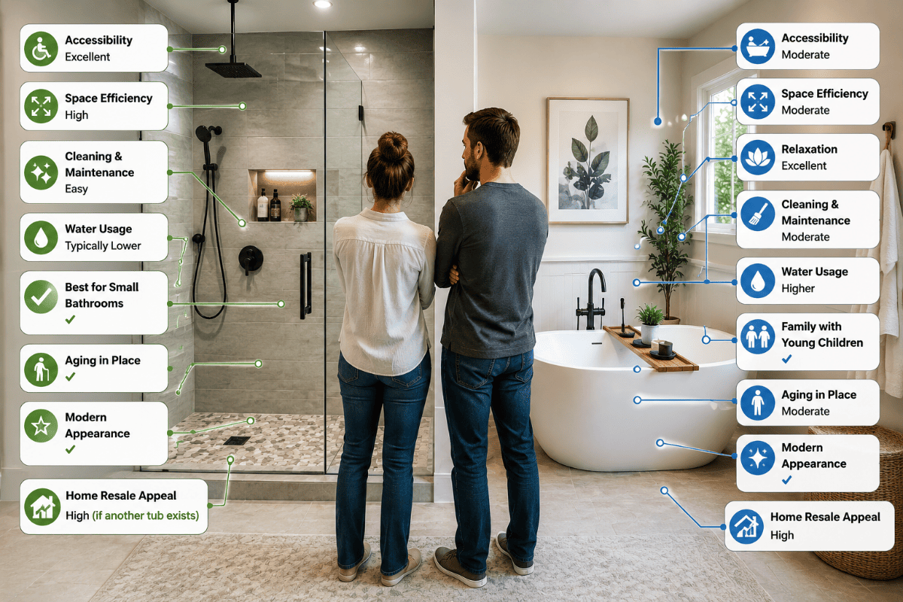 Walk-In Showers vs. Bathtubs: Which Is Better?